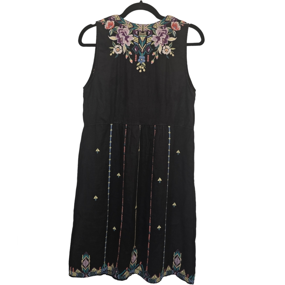 Johnny Was Black Floral Embroidered Dress - Picture 2 of 16